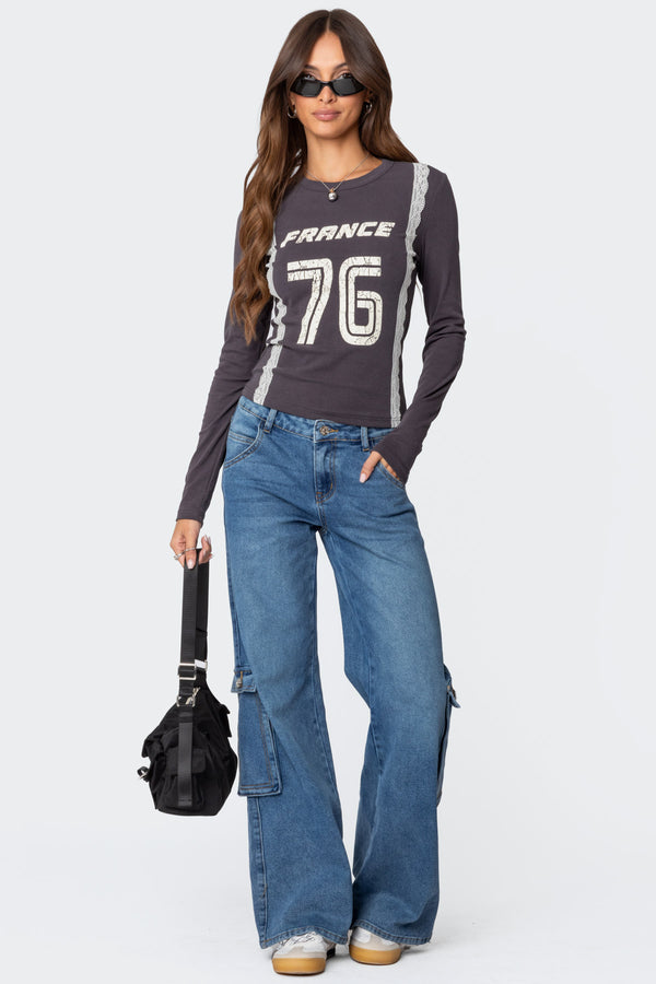Edikted Frenchy Long Sleeve T Shirt Dark Gray