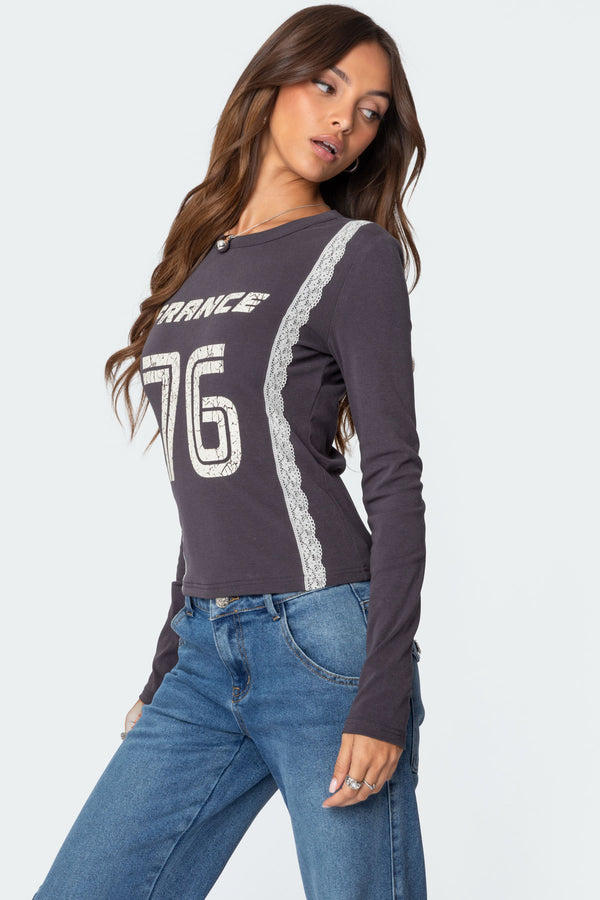 Edikted Frenchy Long Sleeve T Shirt Dark Gray