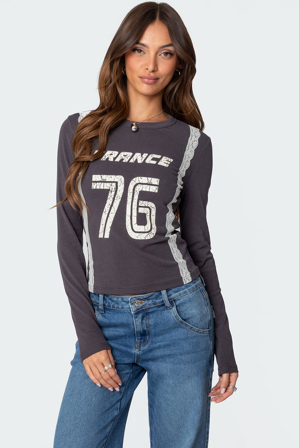 edikted Frenchy Long Sleeve T Shirt dark gray