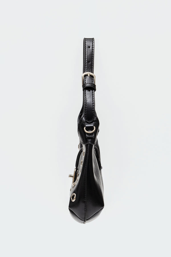 Edikted Gale Grommet Faux Leather Bag Black