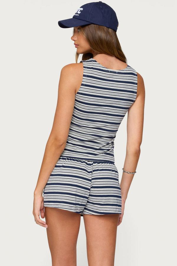 Edikted Glennon Striped Top Navy