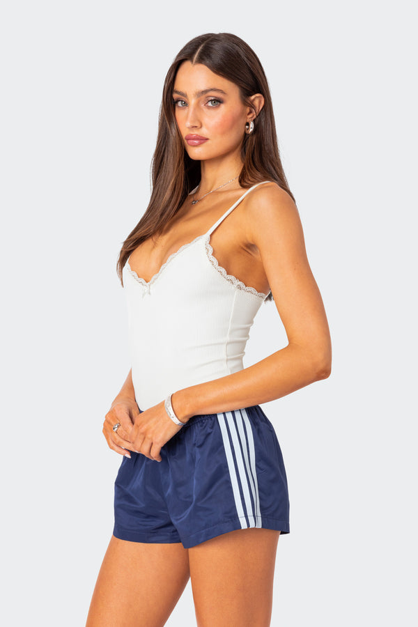 Edikted Gloria Ribbed Bodysuit White