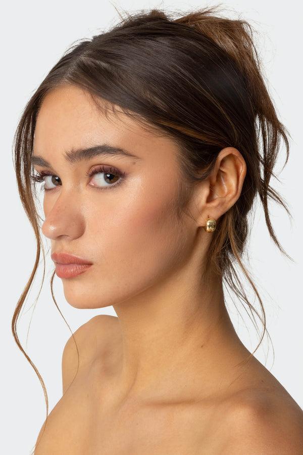 edikted Half Hoop Chunky Stud Earrings gold