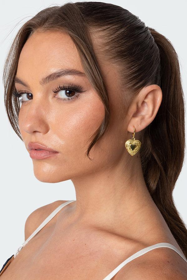 edikted Heart Locket Earrings gold