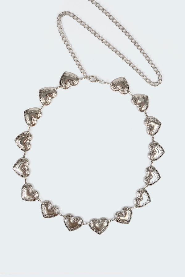 Edikted Heartless Pendant Belt Silver
