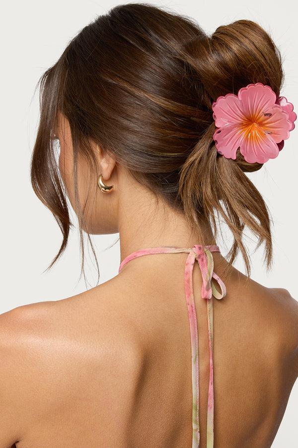 edikted Hibiscus Flower Claw Clip pink