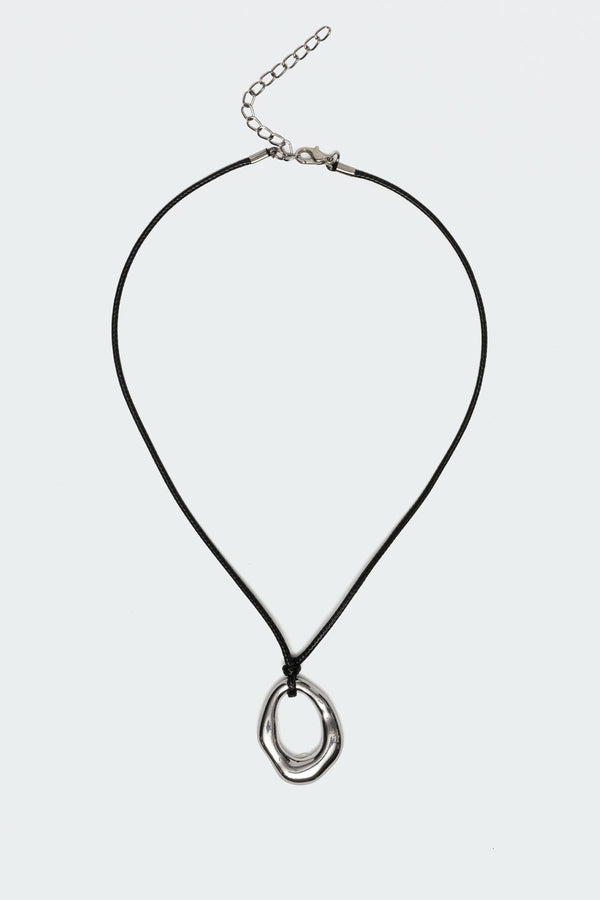 Edikted Hoop Cord Necklace Silver