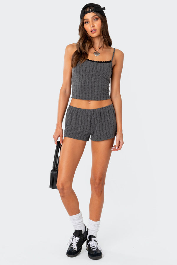 Edikted Irene Pointelle Tank Top Gray