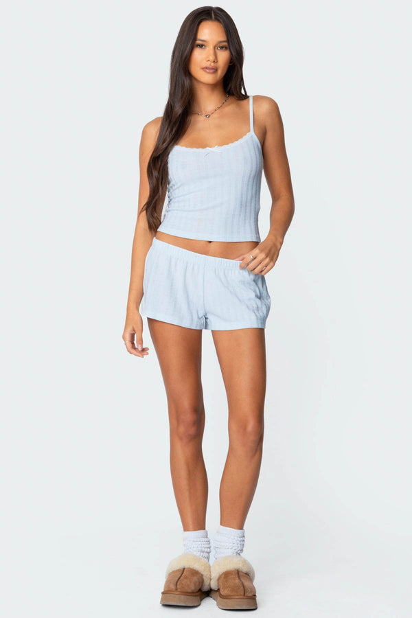 Edikted Irene Pointelle Tank Top Light Blue