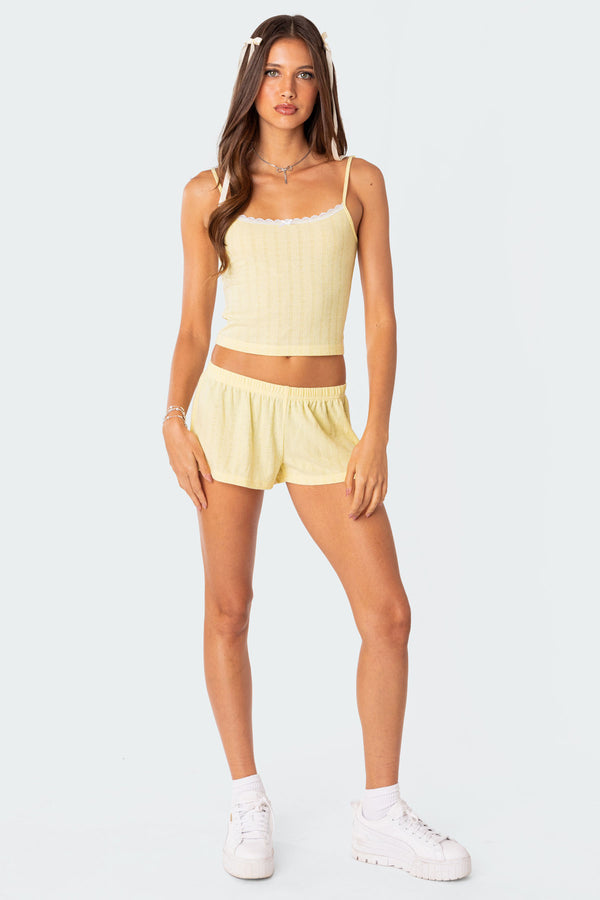Edikted Irene Pointelle Tank Top Yellow