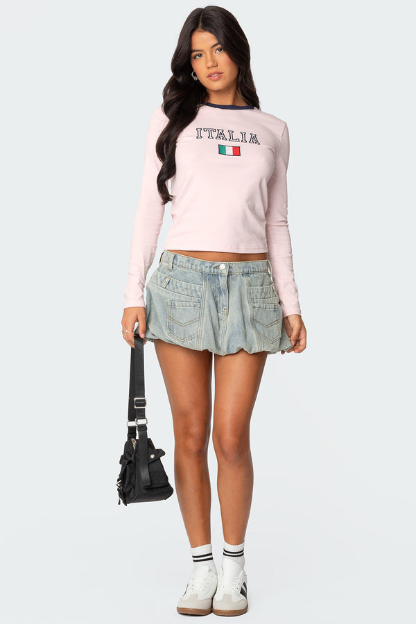 Edikted Italy Long Sleeve T Shirt Light Pink