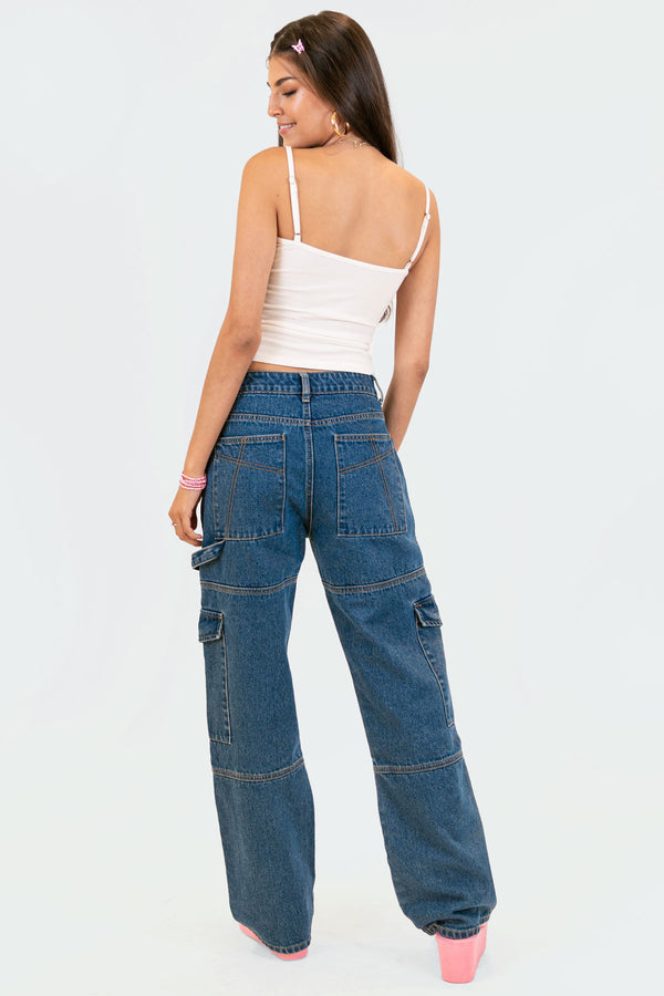 Edikted Jaimie Cargo Jeans Blue