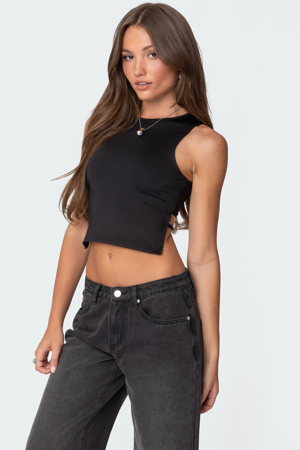 Edikted Jen Tie Back Top Black