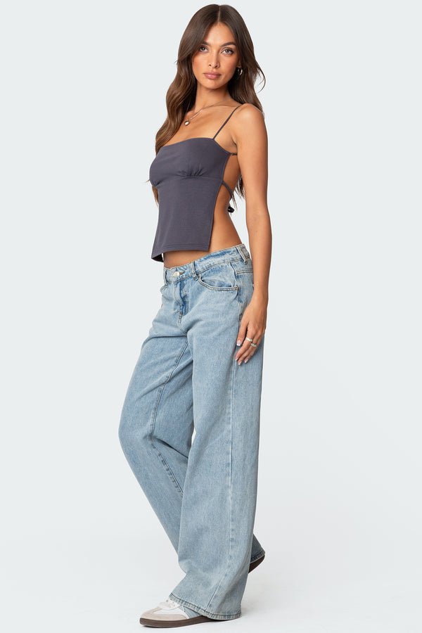 Edikted Jinx Open-Back Top Gray