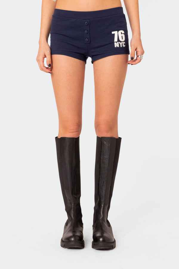 Edikted Jordan Micro Shorts Navy