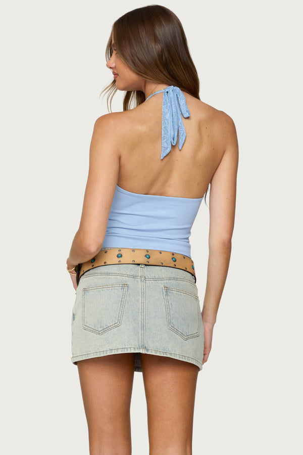 Edikted Jordie Lacey Halter Top Light Blue