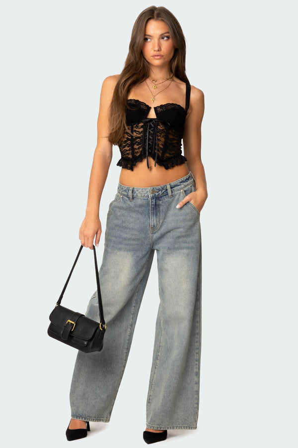 Edikted Josslyn Sheer Lace Corset Black