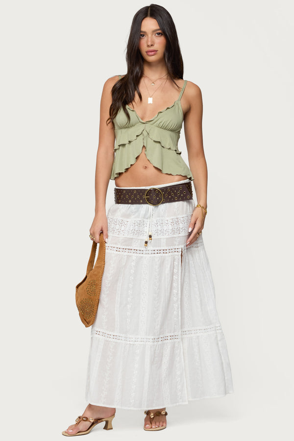 Edikted Kailan Ruffled Babydoll Top Sage