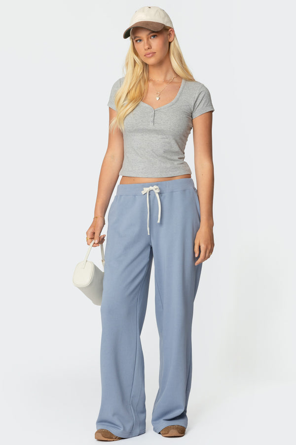 Edikted Katerina Henley T Shirt Gray Melange