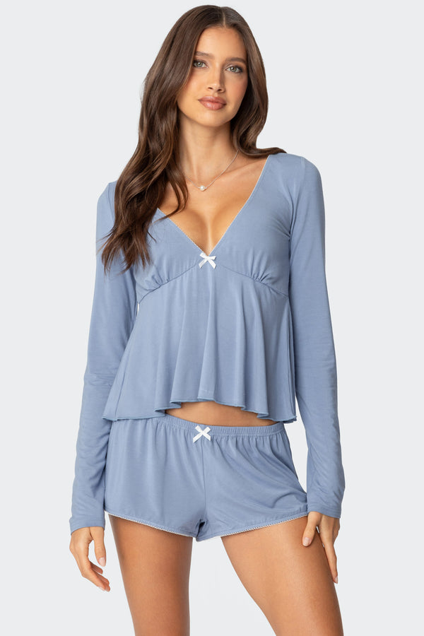 edikted Kimia Babydoll Top blue