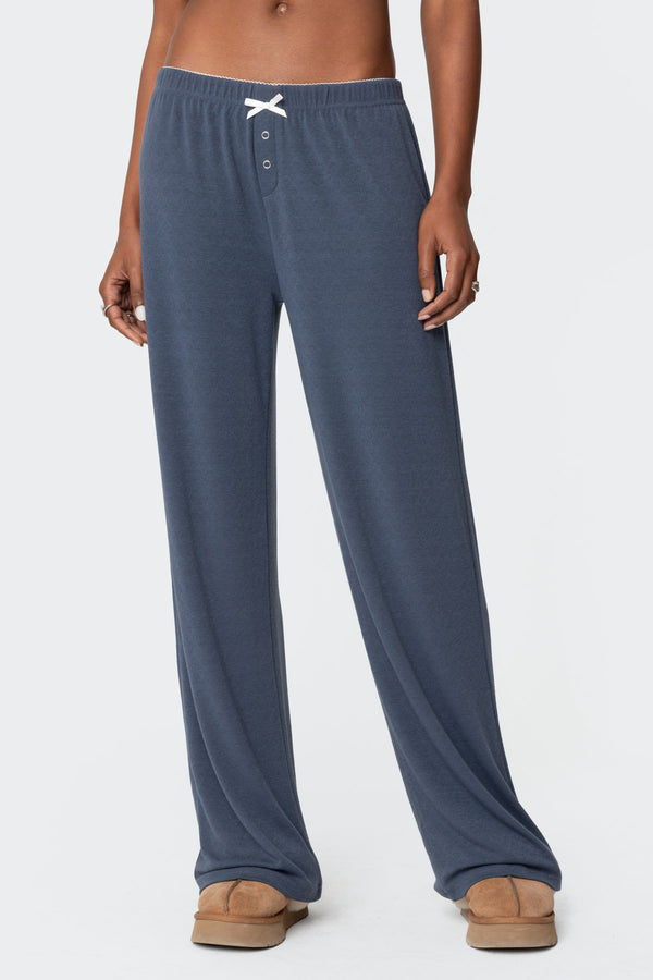 Edikted Kleo Pointelle Pants Navy