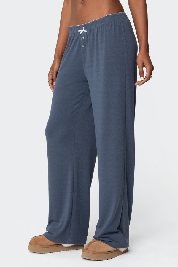 Edikted Kleo Pointelle Pants Navy