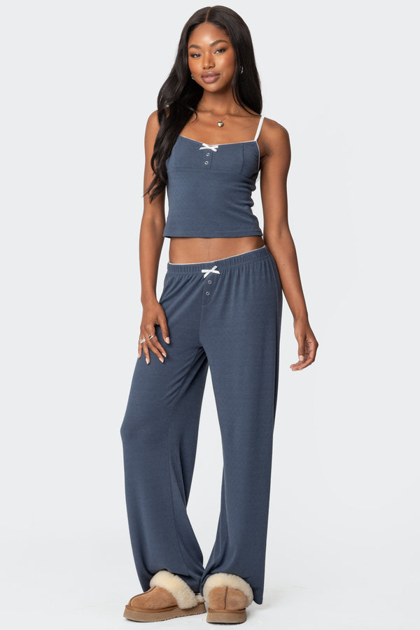 edikted Kleo Pointelle Pants navy