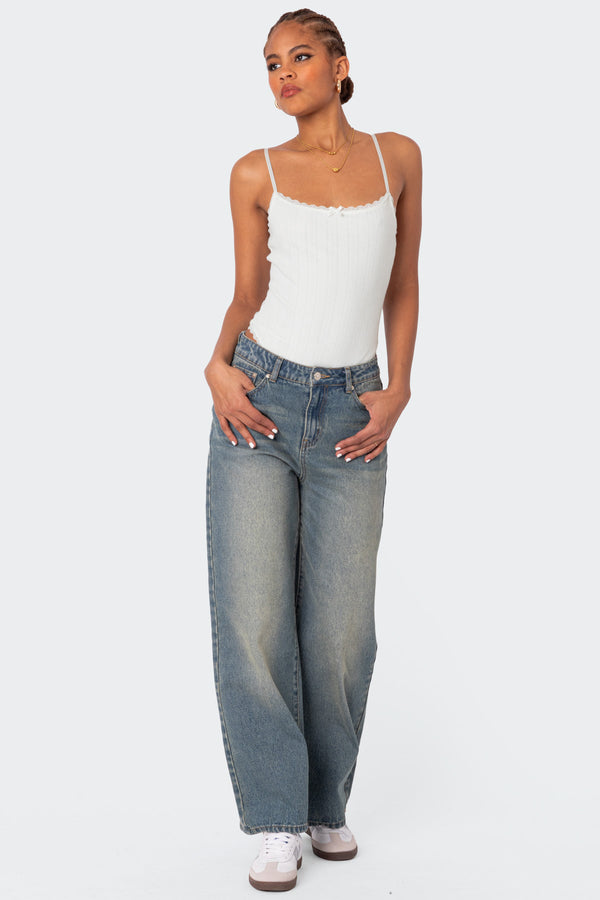 Edikted Krysten Lacey Pointelle Bodysuit White