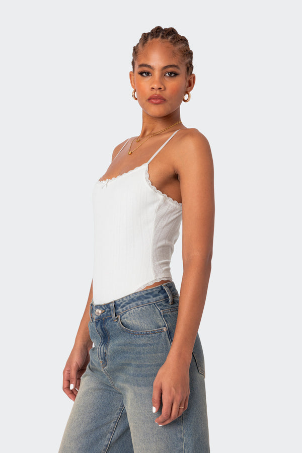 Edikted Krysten Lacey Pointelle Bodysuit White