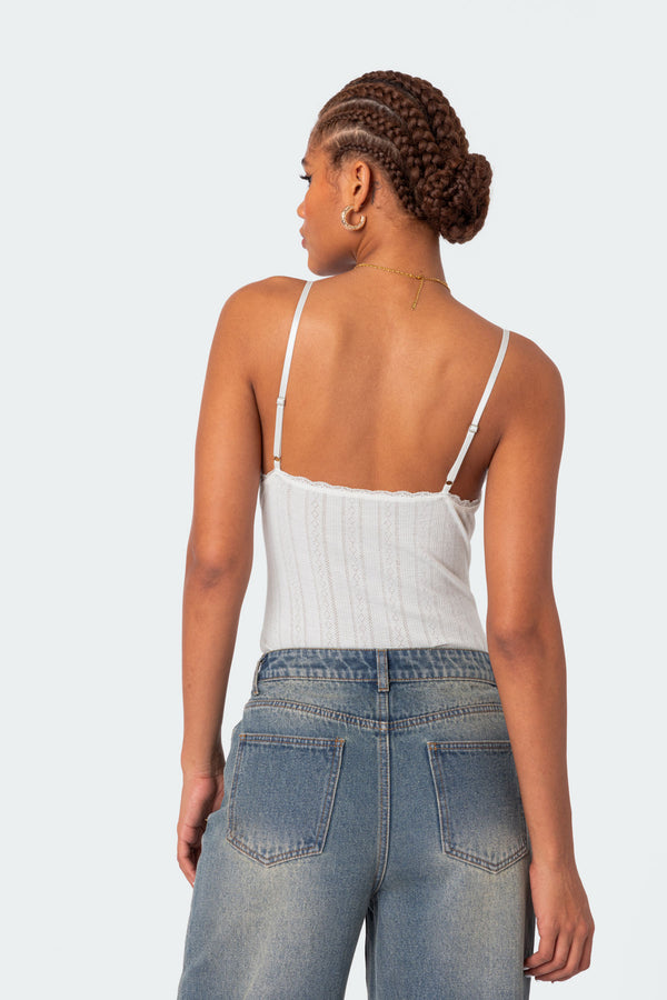 Edikted Krysten Lacey Pointelle Bodysuit White