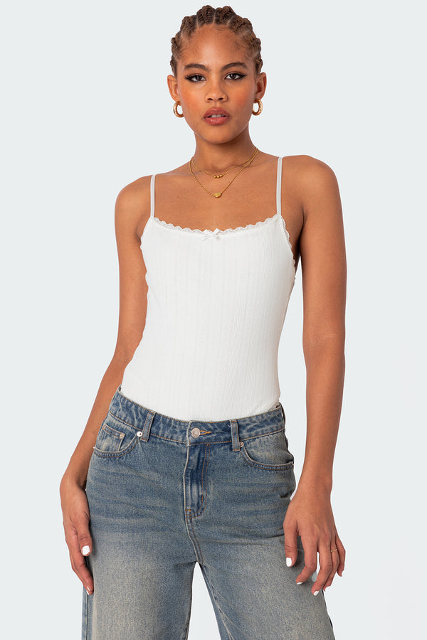 edikted Krysten Lacey Pointelle Bodysuit white
