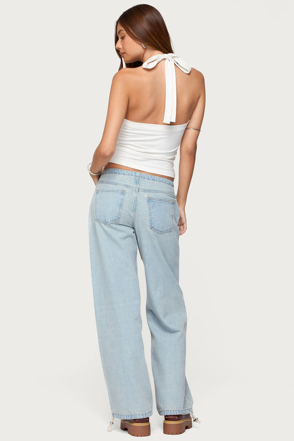 Edikted Kylan Asymmetric Halter Top White