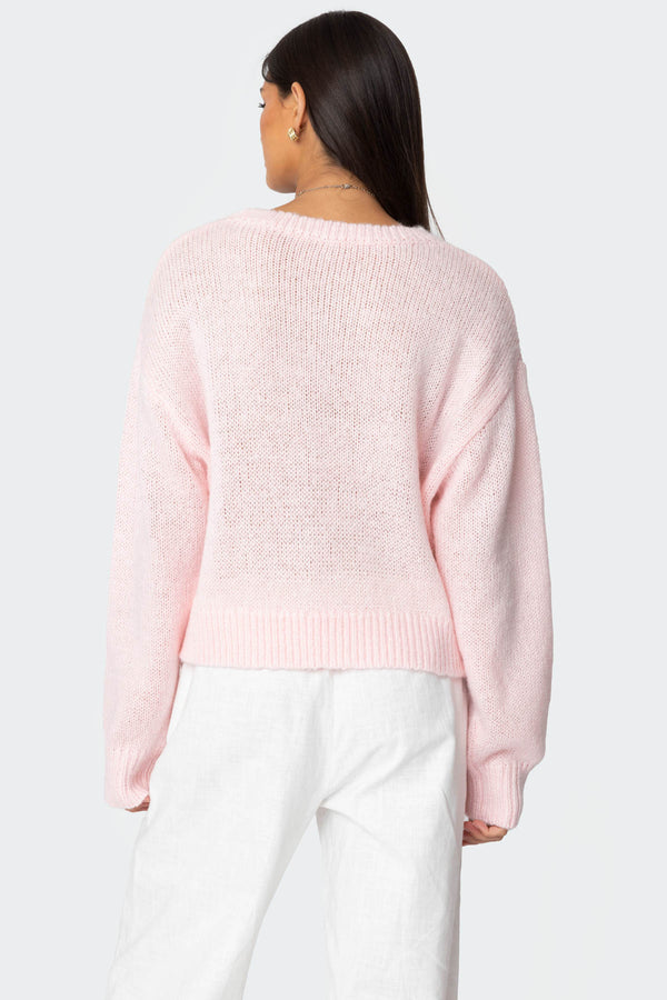 Edikted Kyrah Oversized Knit Sweater Light Pink