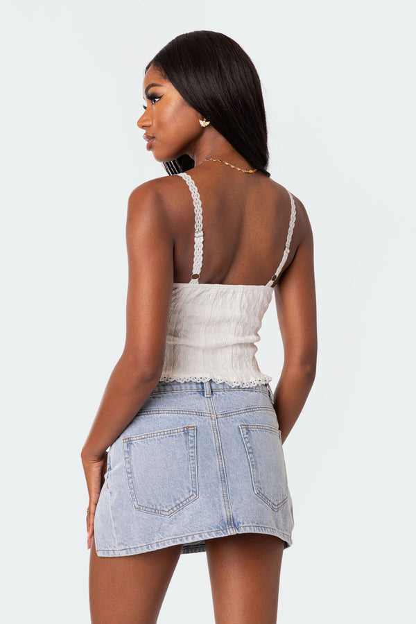 Edikted Lacey Knit Tank Top White