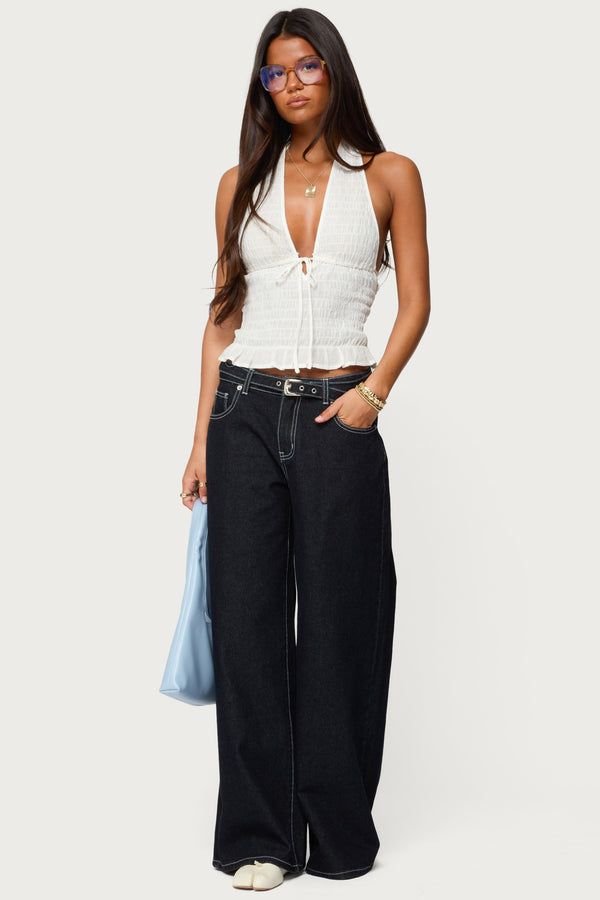 Edikted Larissa Scrunch Halter Top White