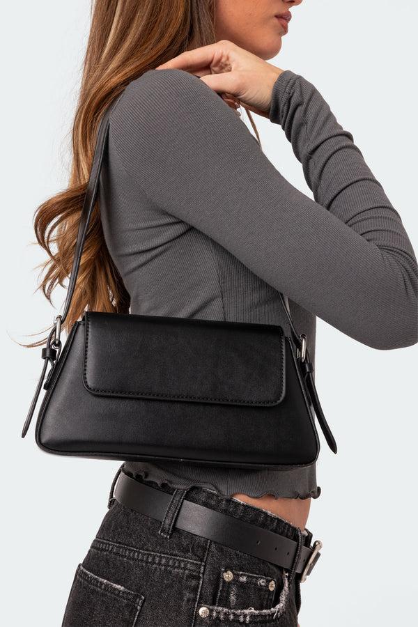 edikted Leia Faux Leather Shoulder Bag black