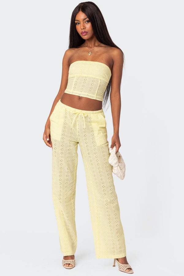 Edikted Lemon Lacey Cotton Corset Yellow