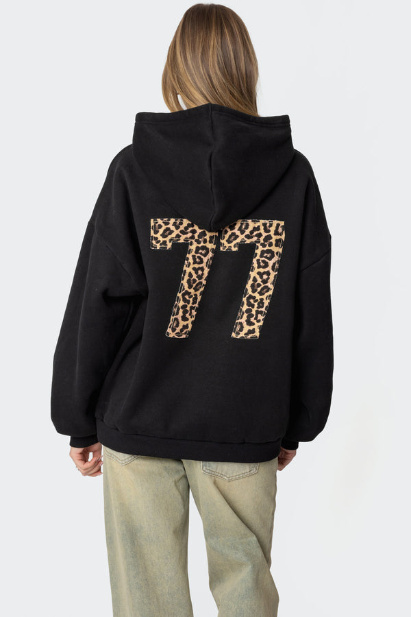 edikted Leopard 77 Oversized Hoodie black
