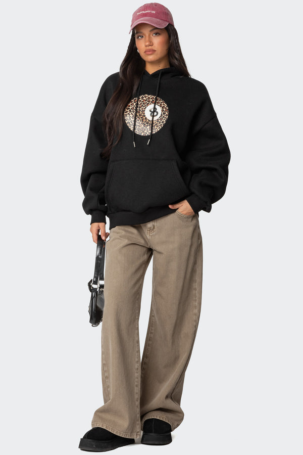 Edikted Leopard 8 Oversized Hoodie Black