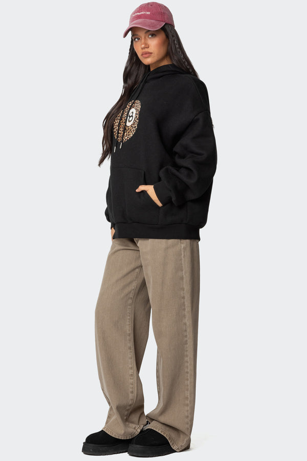 Edikted Leopard 8 Oversized Hoodie Black