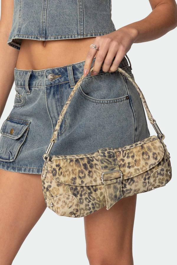 edikted Leopard Asymmetric Bag brown