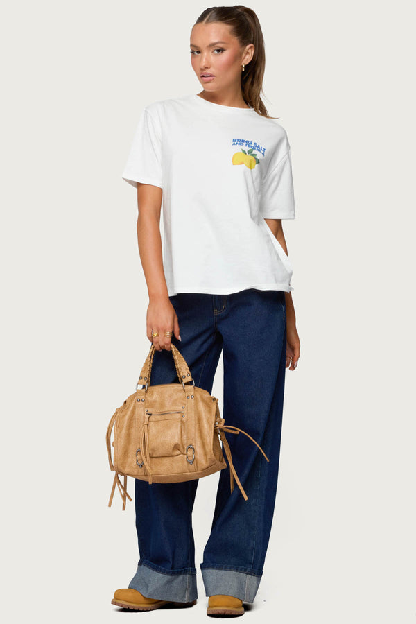 Edikted Let's Make Margs Oversized T Shirt White