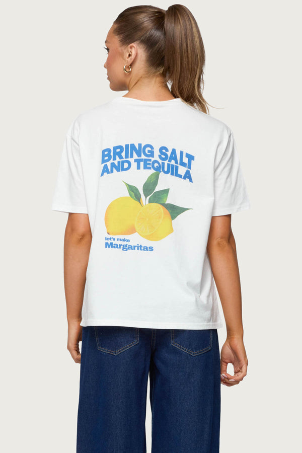 Edikted Let's Make Margs Oversized T Shirt White