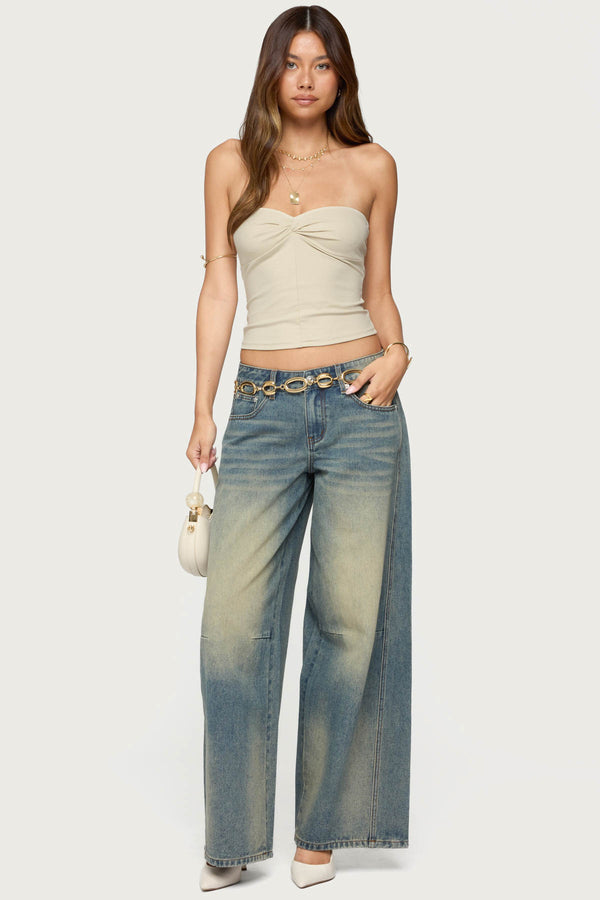 Edikted Lian Twist Front Tube Top Cream