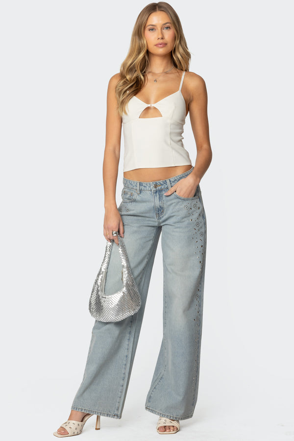 Edikted Liana Cut Out Tank Top Cream
