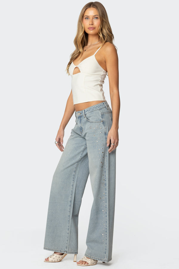 Edikted Liana Cut Out Tank Top Cream