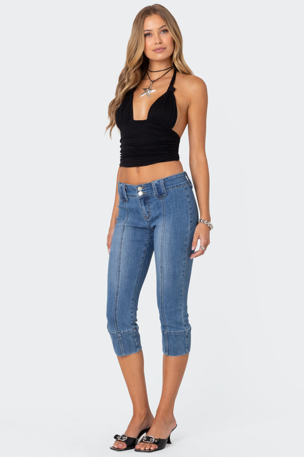 Edikted Lillie Knotted Halter Top Black