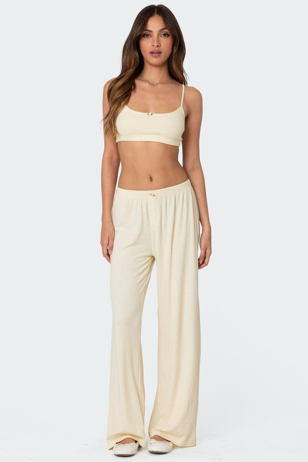 edikted Lilou Pointelle Pants yellow