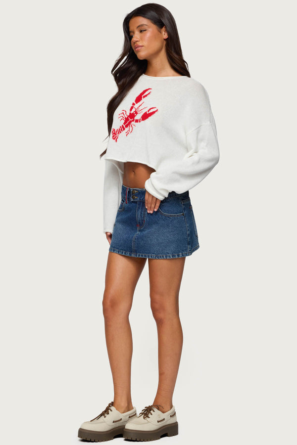 Edikted Lobster Babe Oversized Knit Top White