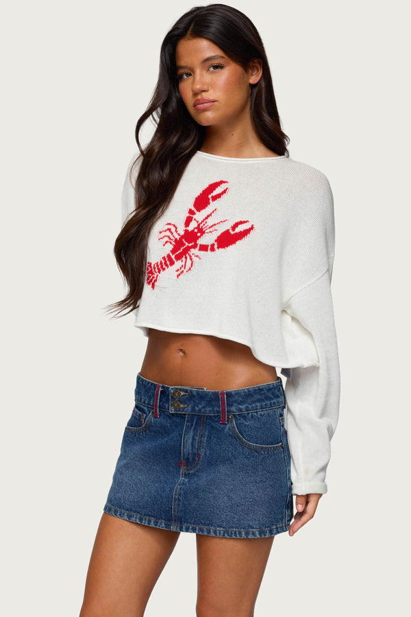 Edikted Lobster Babe Oversized Knit Top White